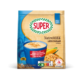super cereal nutremill less sugar front