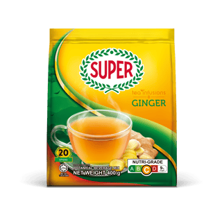 super tea clear ginger tea front